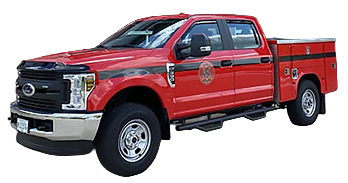 Long firetruck with extendable ladder