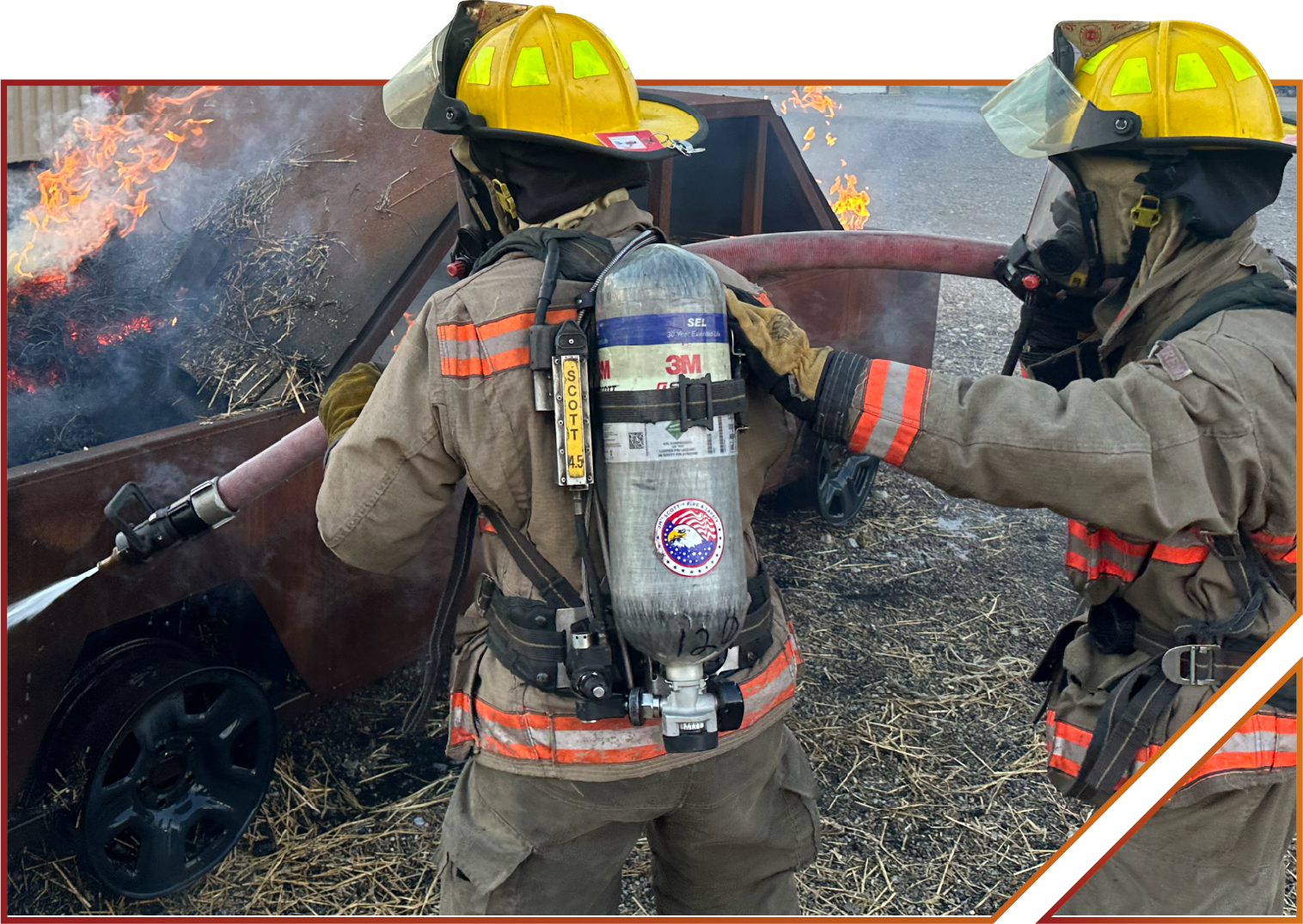 Explorer post participants putting out a fire