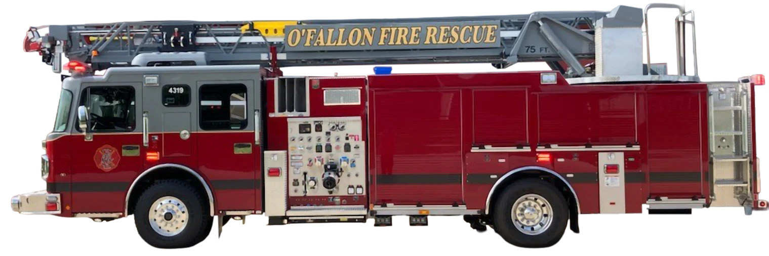 Long firetruck with extendable ladder